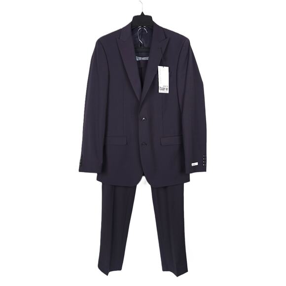 Bar III Slim-Fit Stretch Wool 2-Piece Suit Dark Burgundy Purple 40R 33x32 NWT - Picture 1 of 13